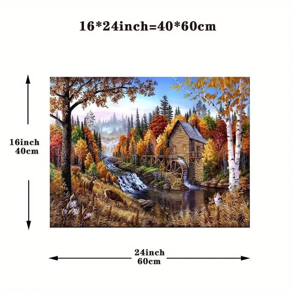 Scenic Deer Wildlife Watermill Canvas Print 16" x 24" Wall Art Home & Garden:Home Décor:Posters & Prints Style Your Walls